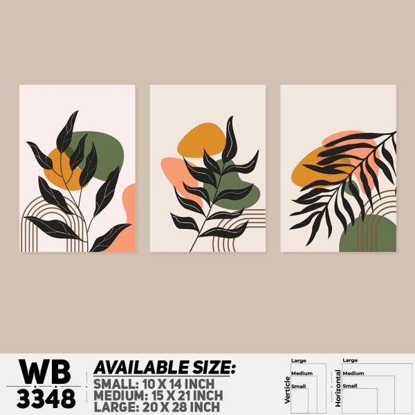 DDecorator Flower And Leaf ArtWork (Set of 3) Wall Canvas Wall Poster Wall Board - 3 Size Available - WB3348 - DDecorator