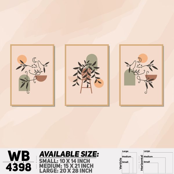 DDecorator Line Art Flowe & Leaf (Set of 3) Wall Canvas Wall Poster Wall Board - 3 Size Available - WB4398 - DDecorator