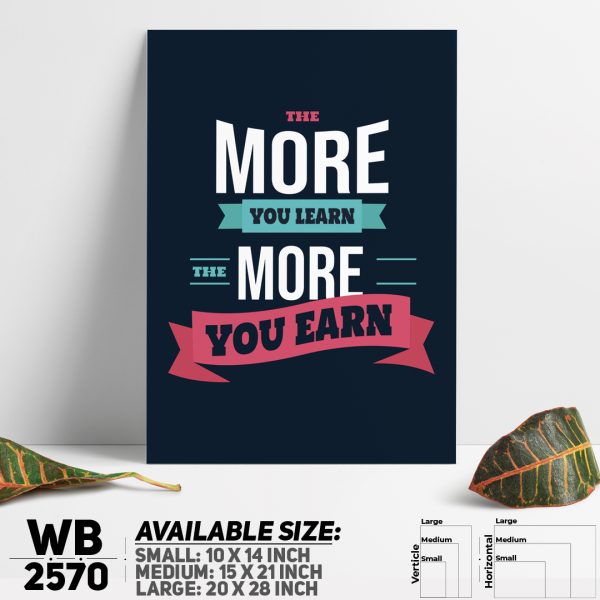 DDecorator Learn More Earn More - Motivational Wall Canvas Wall Poster Wall Board - 3 Size Available - WB2570 - DDecorator