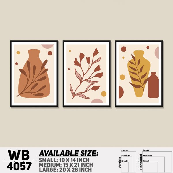 DDecorator Flower & Leaf Abstract Art (Set of 3) Wall Canvas Wall Poster Wall Board - 3 Size Available - WB4057 - DDecorator