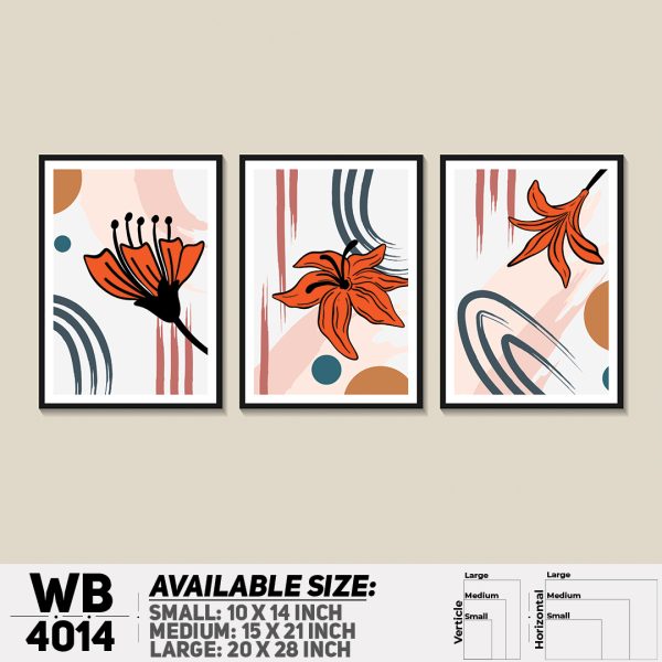 DDecorator Flower & Leaf Abstract Art (Set of 3) Wall Canvas Wall Poster Wall Board - 3 Size Available - WB4014 - DDecorator