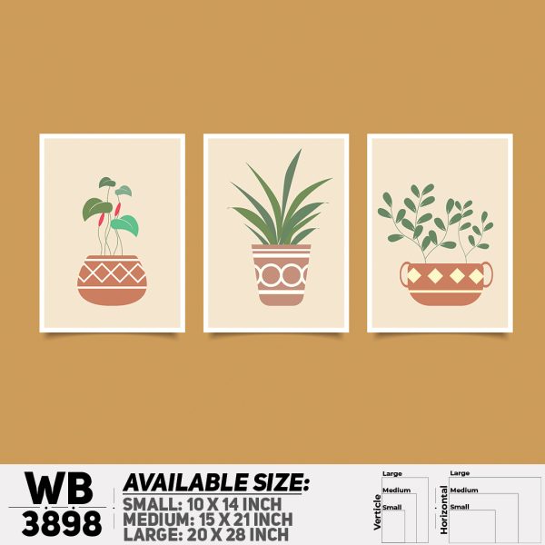 DDecorator Flower And Leaf ArtWork (Set of 3) Wall Canvas Wall Poster Wall Board - 3 Size Available - WB3898 - DDecorator