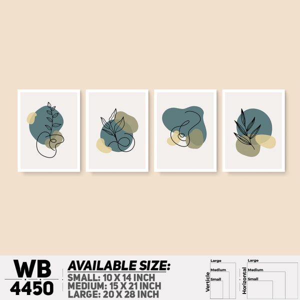 DDecorator Leaf With Abstract Art (Set of 4) Wall Canvas Wall Poster Wall Board - 3 Size Available - WB4450 - DDecorator