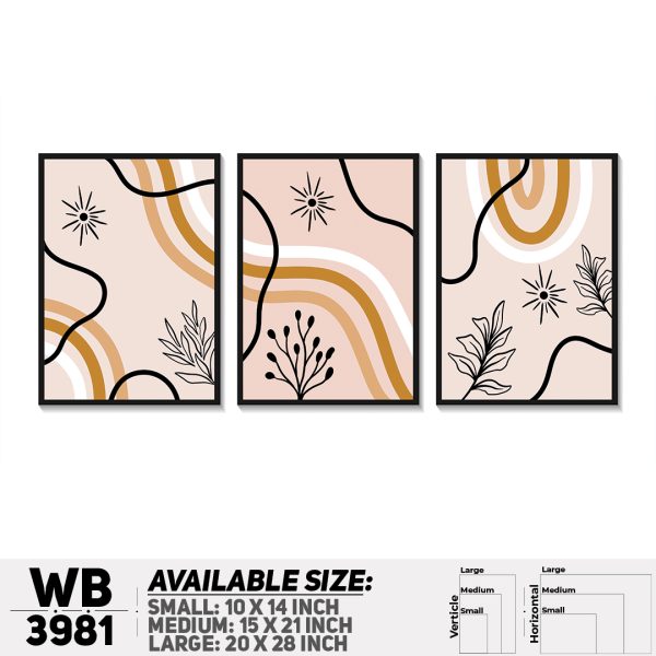 DDecorator Leaf Design Abstract Art (Set of 3) Wall Canvas Wall Poster Wall Board - 3 Size Available - WB3981 - DDecorator