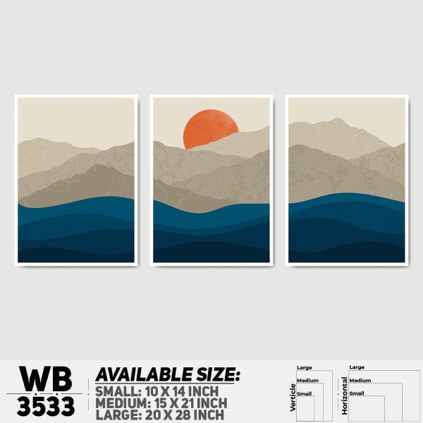 DDecorator Landscape Horizon Art (Set of 3) Wall Canvas Wall Poster Wall Board - 3 Size Available - WB3533 - DDecorator