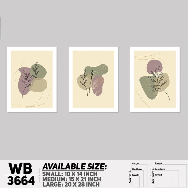 DDecorator Flower And Leaf ArtWork (Set of 3) Wall Canvas Wall Poster Wall Board - 3 Size Available - WB3664 - DDecorator
