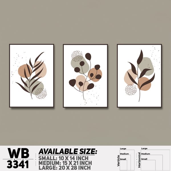 DDecorator Flower And Leaf ArtWork (Set of 3) Wall Canvas Wall Poster Wall Board - 3 Size Available - WB3341 - DDecorator