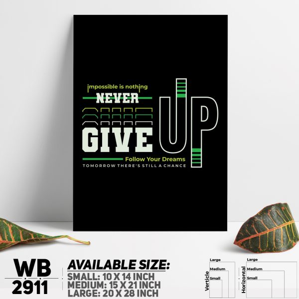 DDecorator Never Give Up - Motivational Wall Canvas Wall Poster Wall Board - 3 Size Available - WB2911 - DDecorator