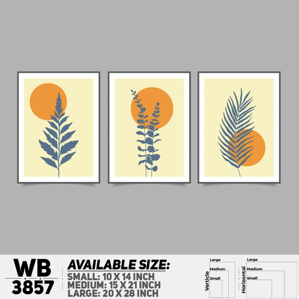 DDecorator Flower And Leaf ArtWork (Set of 3) Wall Canvas Wall Poster Wall Board - 3 Size Available - WB3857 - DDecorator