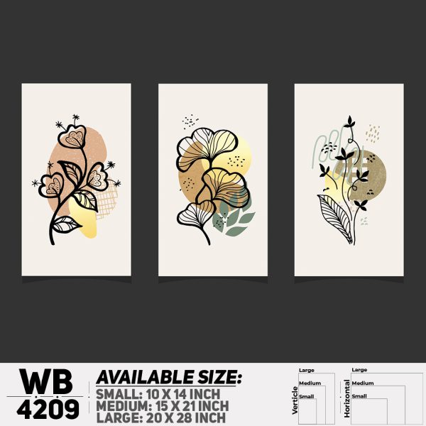 DDecorator Flower & Leaf Line Art (Set of 3) Wall Canvas Wall Poster Wall Board - 3 Size Available - WB4209 - DDecorator