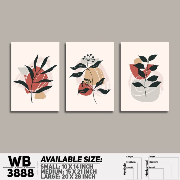 DDecorator Flower And Leaf ArtWork (Set of 3) Wall Canvas Wall Poster Wall Board - 3 Size Available - WB3888 - DDecorator