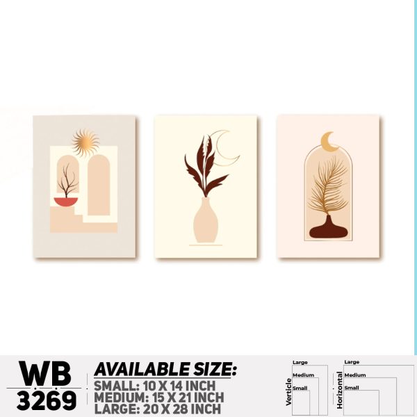 DDecorator Modern Leaf ArtWork (Set of 3) Wall Canvas Wall Poster Wall Board - 3 Size Available - WB3269 - DDecorator