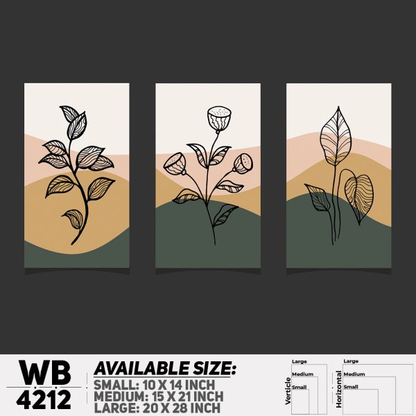 DDecorator Flower & Leaf Line Art (Set of 3) Wall Canvas Wall Poster Wall Board - 3 Size Available - WB4212 - DDecorator