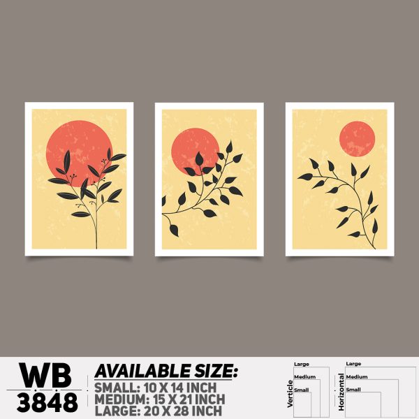 DDecorator Flower And Leaf ArtWork (Set of 3) Wall Canvas Wall Poster Wall Board - 3 Size Available - WB3848 - DDecorator