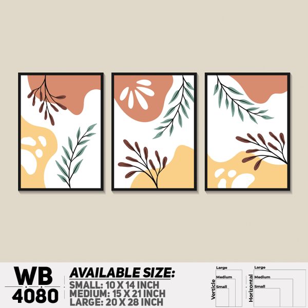 DDecorator Leaf With Abstract Art (Set of 3) Wall Canvas Wall Poster Wall Board - 3 Size Available - WB4080 - DDecorator