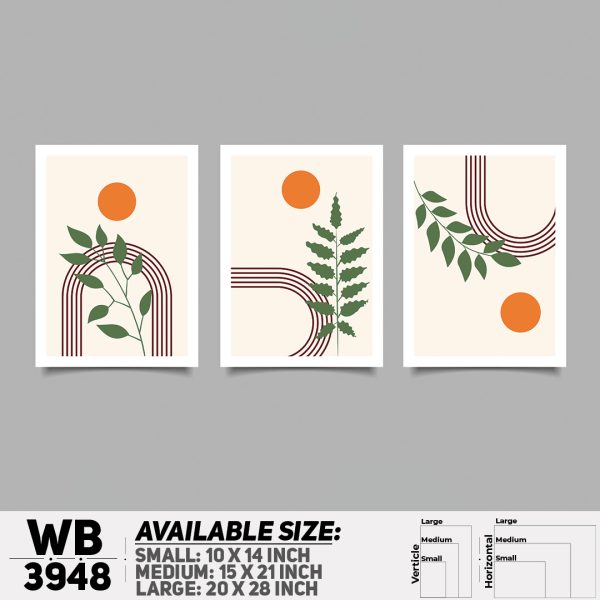DDecorator Flower And Leaf ArtWork (Set of 3) Wall Canvas Wall Poster Wall Board - 3 Size Available - WB3948 - DDecorator