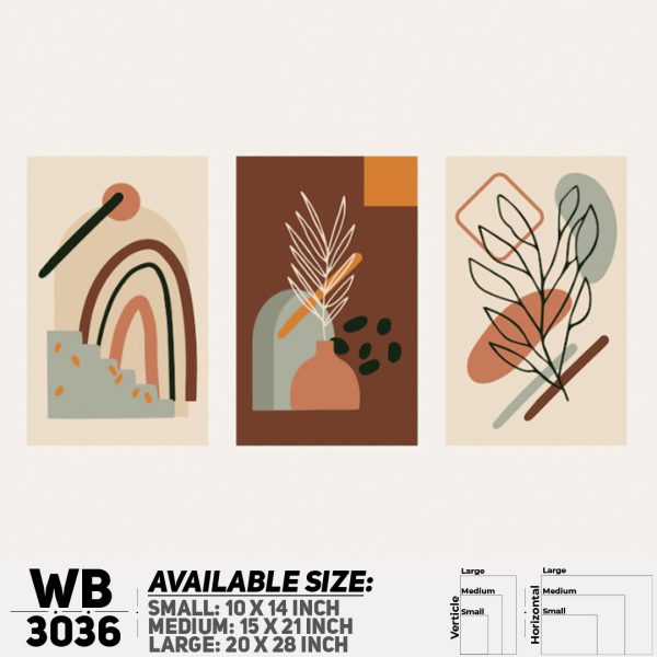 DDecorator Modern Leaf ArtWork (Set of 3) Wall Canvas Wall Poster Wall Board - 3 Size Available - WB3036 - DDecorator