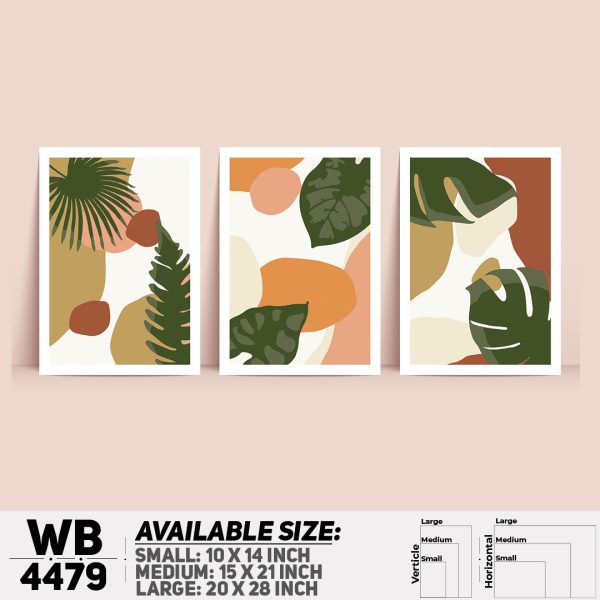 DDecorator Leaf With Abstract Art (Set of 3) Wall Canvas Wall Poster Wall Board - 3 Size Available - WB4479 - DDecorator
