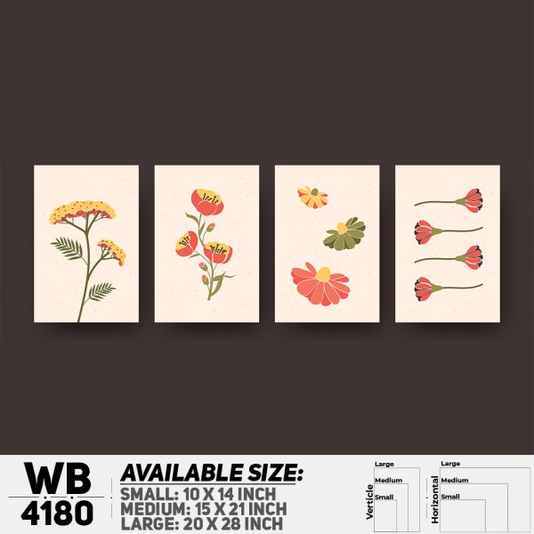 DDecorator Flower & Leaf (Set of 4) Wall Canvas Wall Poster Wall Board - 3 Size Available - WB4180 - DDecorator