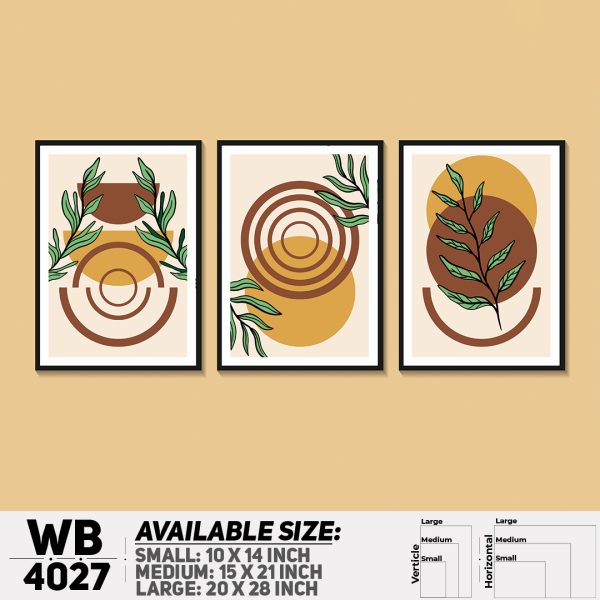 DDecorator Leaf With Abstract Art (Set of 3) Wall Canvas Wall Poster Wall Board - 3 Size Available - WB4027 - DDecorator