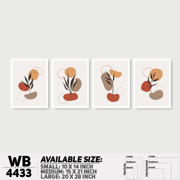 DDecorator Leaf With Abstract Art (Set of 4) Wall Canvas Wall Poster Wall Board - 3 Size Available - WB4433 - DDecorator