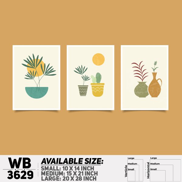 DDecorator Flower And Leaf ArtWork (Set of 3) Wall Canvas Wall Poster Wall Board - 3 Size Available - WB3629 - DDecorator