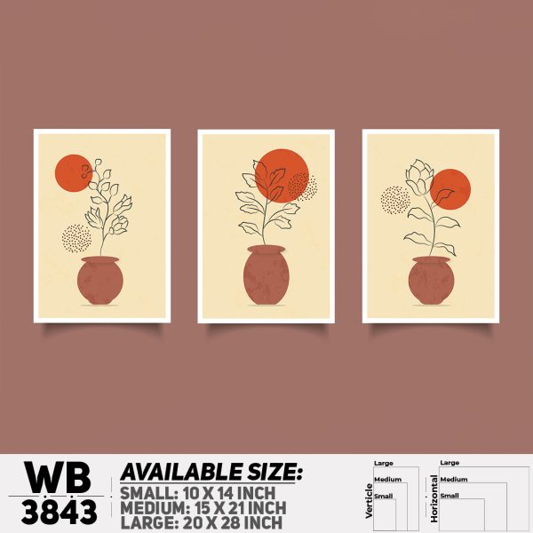 DDecorator Flower And Leaf ArtWork (Set of 3) Wall Canvas Wall Poster Wall Board - 3 Size Available - WB3843 - DDecorator