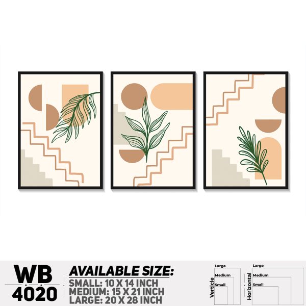 DDecorator Leaf With Abstract Art (Set of 3) Wall Canvas Wall Poster Wall Board - 3 Size Available - WB4020 - DDecorator
