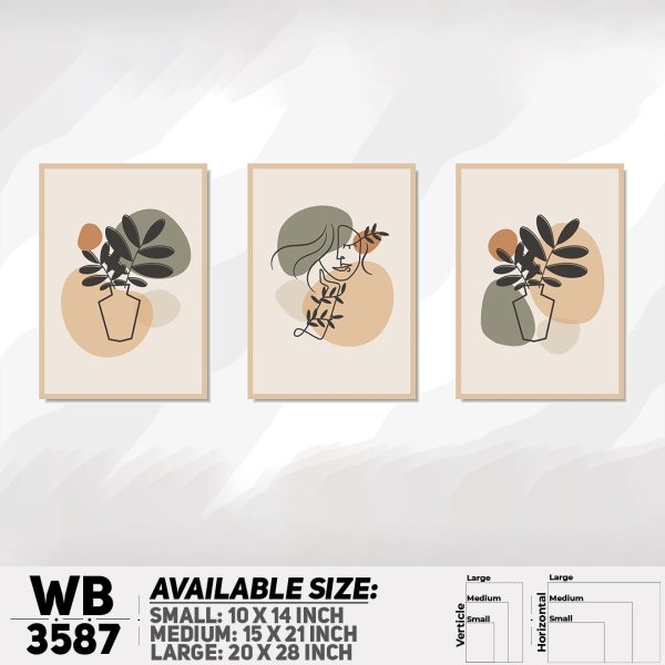 DDecorator Leaf & Line Art ArtWork (Set of 3) Wall Canvas Wall Poster Wall Board - 3 Size Available - WB3587 - DDecorator