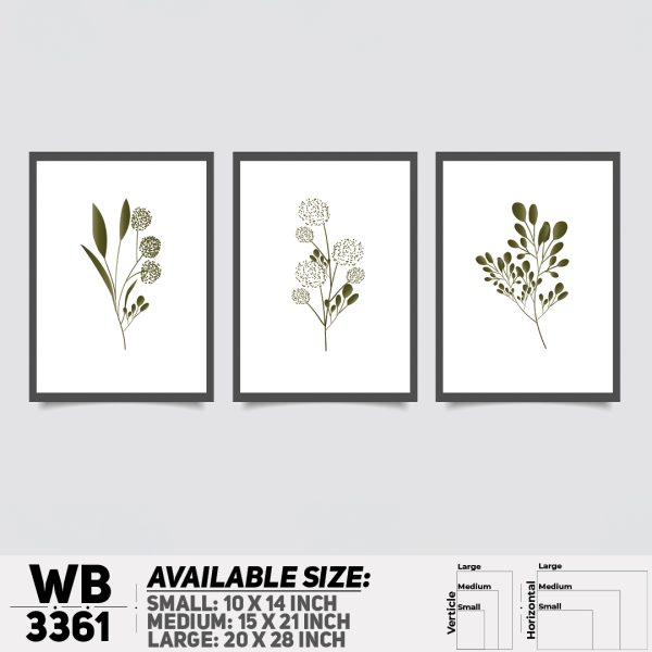 DDecorator Flower And Leaf ArtWork (Set of 3) Wall Canvas Wall Poster Wall Board - 3 Size Available - WB3361 - DDecorator
