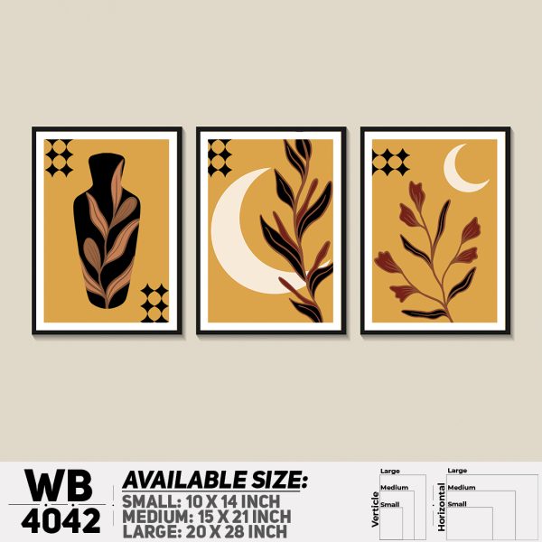 DDecorator Leaf With Abstract Art (Set of 3) Wall Canvas Wall Poster Wall Board - 3 Size Available - WB4042 - DDecorator