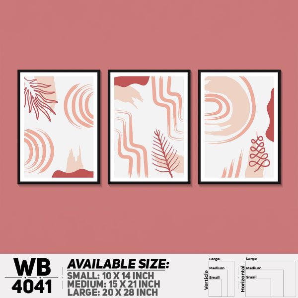 DDecorator Leaf With Abstract Art (Set of 3) Wall Canvas Wall Poster Wall Board - 3 Size Available - WB4041 - DDecorator