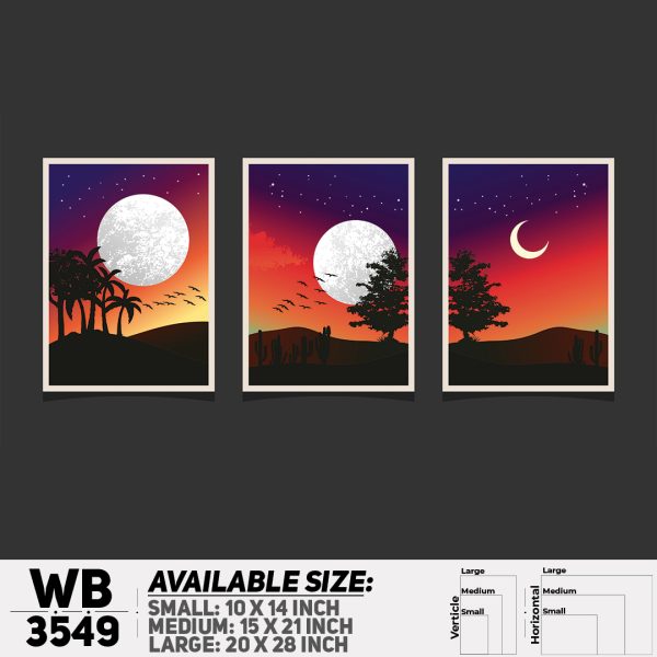 DDecorator Landscape Horizon Art (Set of 3) Wall Canvas Wall Poster Wall Board - 3 Size Available - WB3549 - DDecorator
