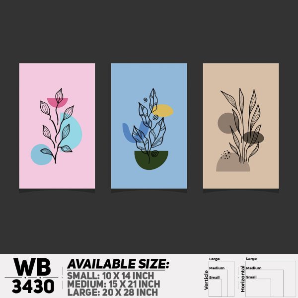 DDecorator Flower And Leaf ArtWork (Set of 3) Wall Canvas Wall Poster Wall Board - 3 Size Available - WB3430 - DDecorator