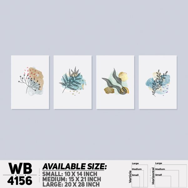 DDecorator Flower & Leaf Abstract Art (Set of 4) Wall Canvas Wall Poster Wall Board - 3 Size Available - WB4156 - DDecorator