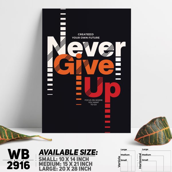 DDecorator Never Give Up - Motivational Wall Canvas Wall Poster Wall Board - 3 Size Available - WB2916 - DDecorator