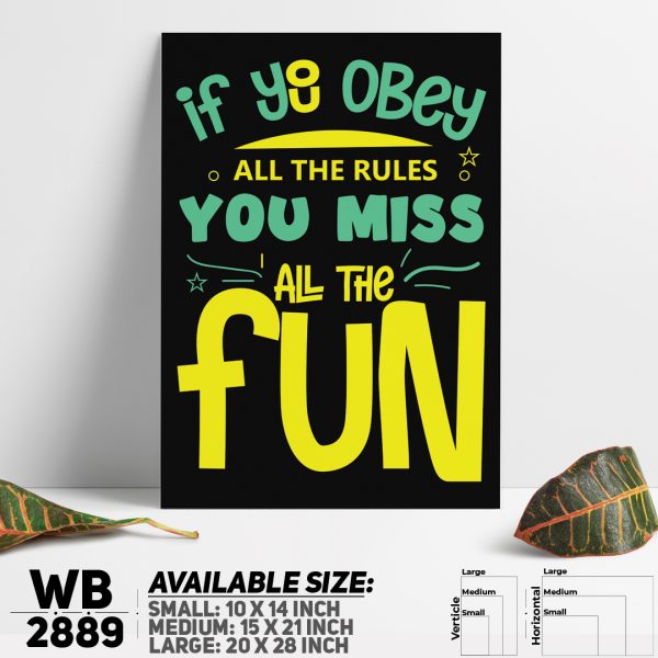 DDecorator Don't Obey The Rules - Motivational Wall Canvas Wall Poster Wall Board - 3 Size Available - WB2889 - DDecorator