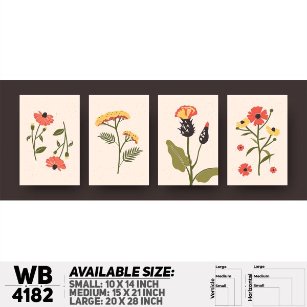 DDecorator Flower & Leaf (Set of 4) Wall Canvas Wall Poster Wall Board - 3 Size Available - WB4182 - DDecorator