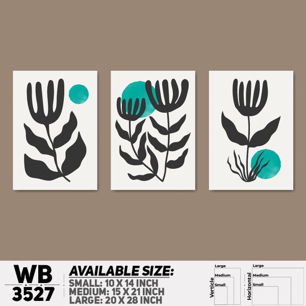 DDecorator Flower And Leaf ArtWork (Set of 3) Wall Canvas Wall Poster Wall Board - 3 Size Available - WB3527 - DDecorator