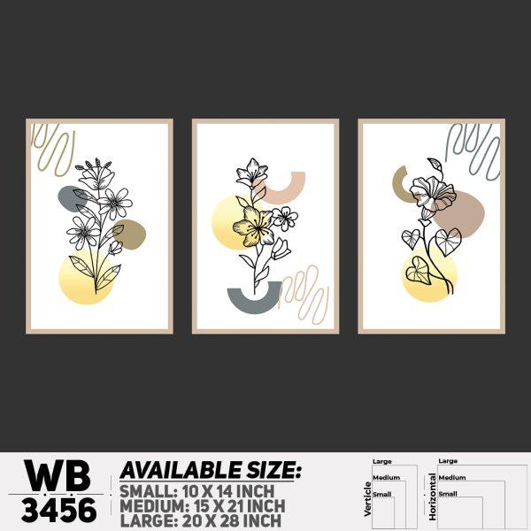 DDecorator Flower And Leaf ArtWork (Set of 3) Wall Canvas Wall Poster Wall Board - 3 Size Available - WB3456 - DDecorator
