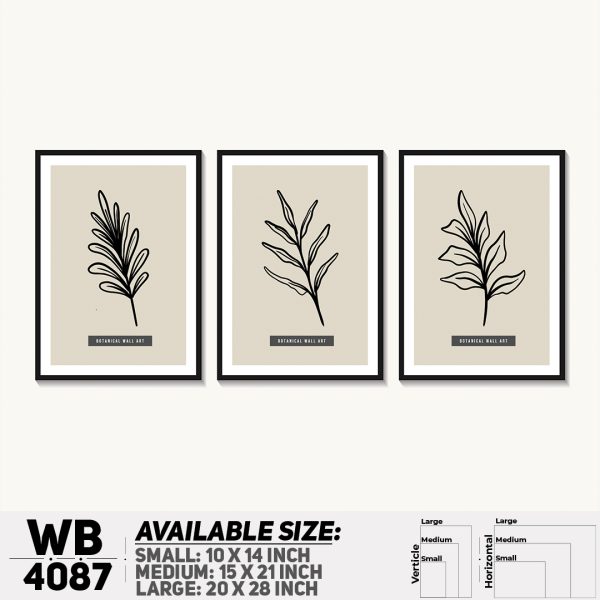 DDecorator Leaf With Abstract Art (Set of 3) Wall Canvas Wall Poster Wall Board - 3 Size Available - WB4087 - DDecorator