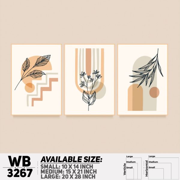 DDecorator Modern Leaf ArtWork (Set of 3) Wall Canvas Wall Poster Wall Board - 3 Size Available - WB3267 - DDecorator