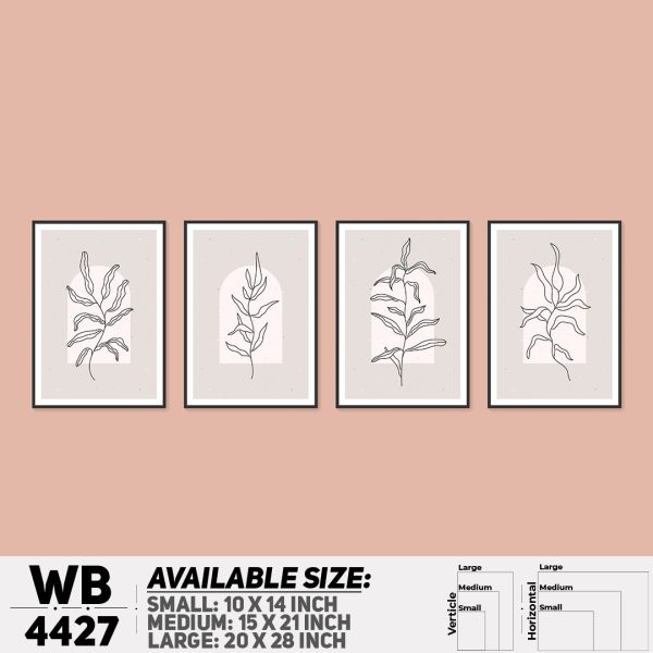 DDecorator Leaf With Abstract Art (Set of 4) Wall Canvas Wall Poster Wall Board - 3 Size Available - WB4427 - DDecorator