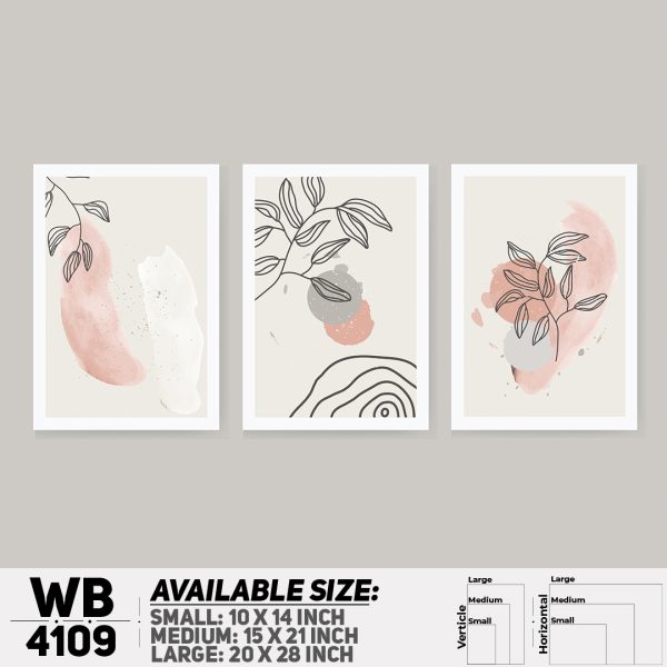 DDecorator Leaf With Abstract Art (Set of 3) Wall Canvas Wall Poster Wall Board - 3 Size Available - WB4109 - DDecorator