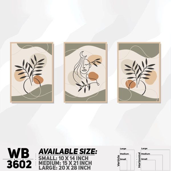 DDecorator Leaf & Line Art ArtWork (Set of 3) Wall Canvas Wall Poster Wall Board - 3 Size Available - WB3602 - DDecorator