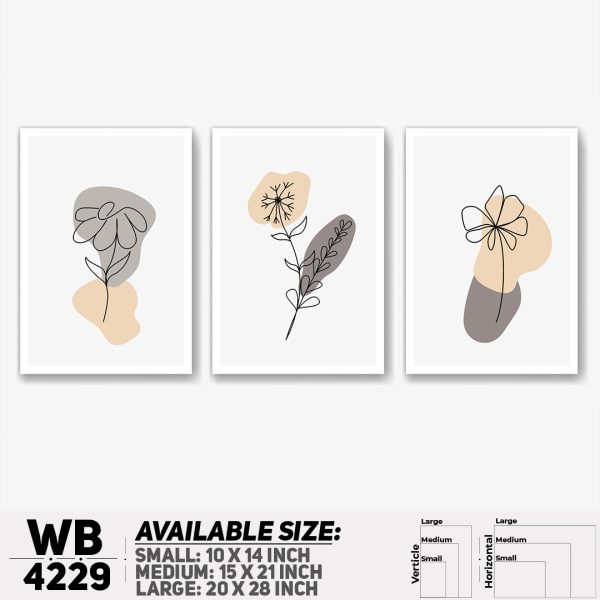 DDecorator Flower & Leaf Abstract Art (Set of 3) Wall Canvas Wall Poster Wall Board - 3 Size Available - WB4229 - DDecorator
