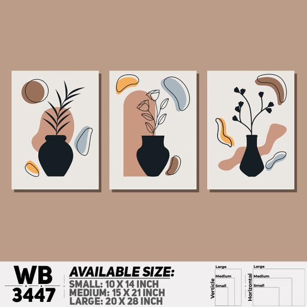 DDecorator Flower And Leaf ArtWork (Set of 3) Wall Canvas Wall Poster Wall Board - 3 Size Available - WB3447 - DDecorator
