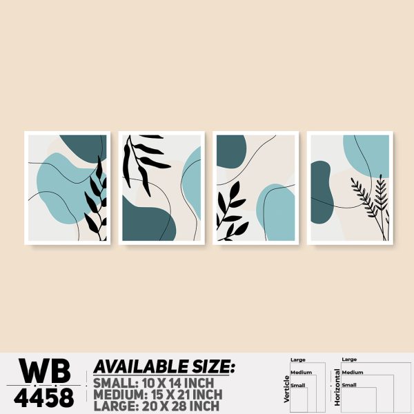 DDecorator Leaf With Abstract Art (Set of 4) Wall Canvas Wall Poster Wall Board - 3 Size Available - WB4458 - DDecorator