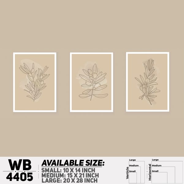 DDecorator Flower & Leaf Abstract Art (Set of 3) Wall Canvas Wall Poster Wall Board - 3 Size Available - WB4405 - DDecorator