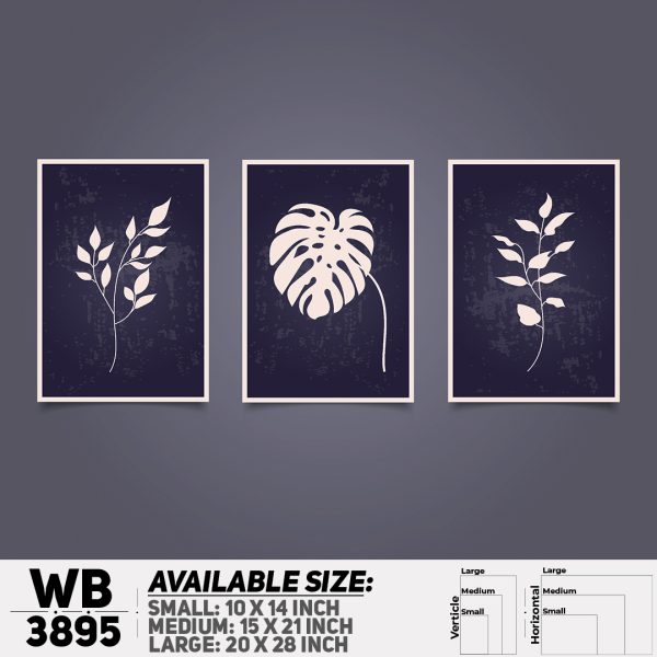DDecorator Flower And Leaf ArtWork (Set of 3) Wall Canvas Wall Poster Wall Board - 3 Size Available - WB3895 - DDecorator
